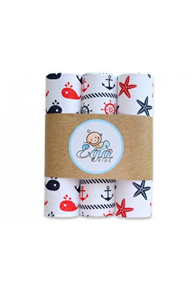 EgaKids Set 3 scutece din muselina 60x80 cm model Marine
