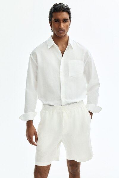 H&M Keten Şort Relaxed Fit