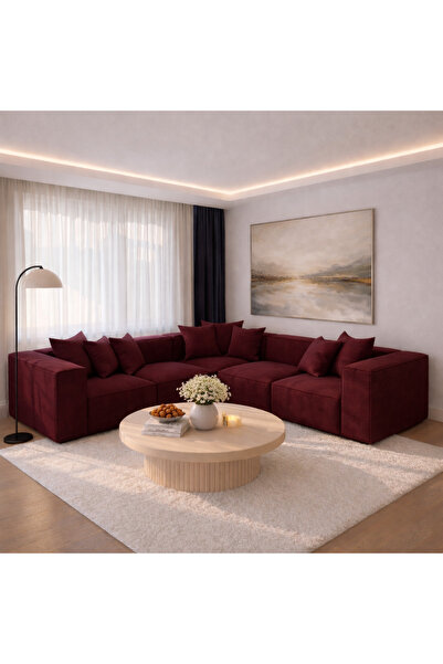 Haliloğlu Relax Soft 5 Modül Tam Köşe Takımı (Vişne) Babyface 17, (3 Köşe, 2 ...