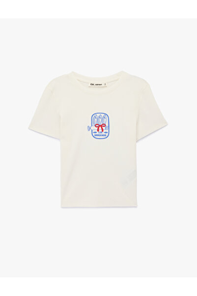 Koton Βαμβακερό μπλουζάκι με κοντό μανίκι και στάμπα με θαλάσσιο θέμα