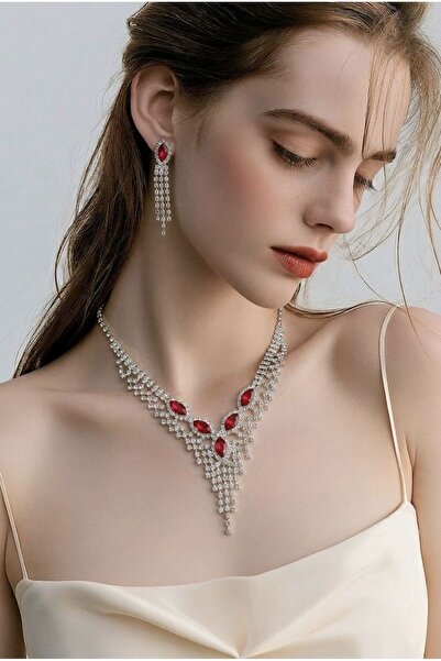 Monalisa Home Zircon Stone Luxury Necklace Earring Set