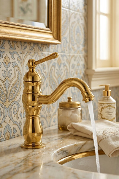 parkbanyo Rustik Lavabo Bataryası Gold (Kısa)