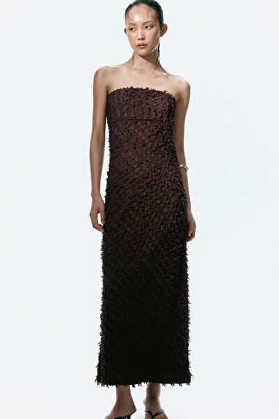 H&M Saçaklı Bandeau Elbise