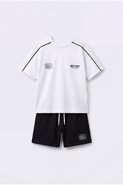 Magu Erkek Çocuk Pamuklu Siyah Şortlu T-Shirt Takım