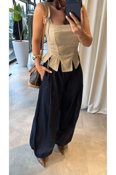 Bak'ap Premium τζιν παντελόνι με κουμπωτά τελειώματα στα μπατζάκια