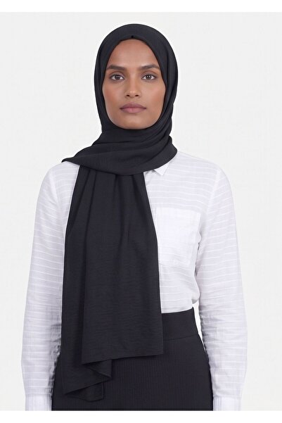 WAYS Γυναικείο μαύρο σάλι από βισκόζη 160x65 εκ.