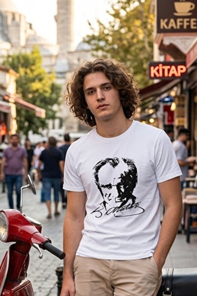 Baran Işık Ειδικής σχεδίασης μπλουζάκι με ρελέ και υπογραφή Ατατούρκ - 100% β...