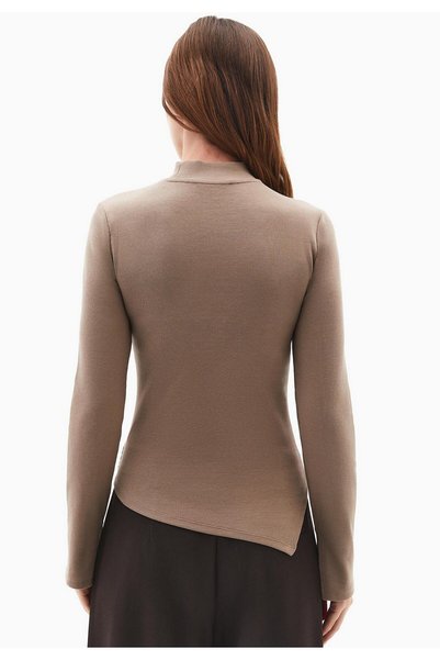 OXXO Long Sleeve T-Shirt With Cut Out Details - DESERT TAUPE