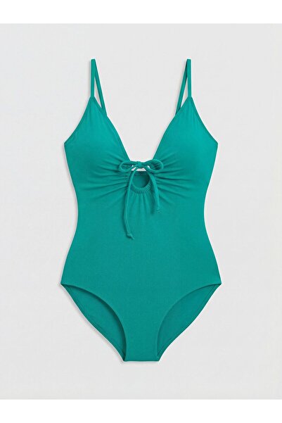 LC Waikiki Lcw Dream Green V-Neck Women's Swimsuit
