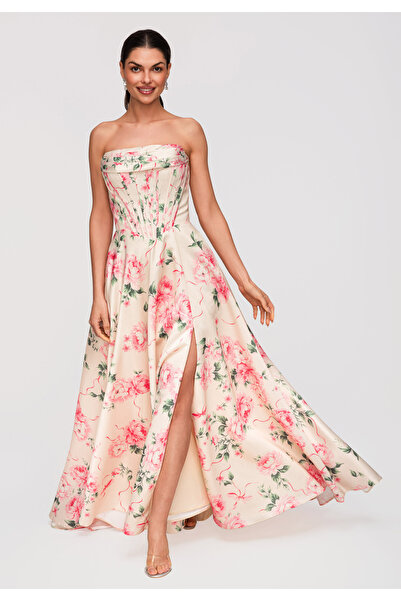 Larica Γυναικείο Μάξι Φόρεμα Βραδινό Κορσές LA-OM-DLR353 Κρεμ