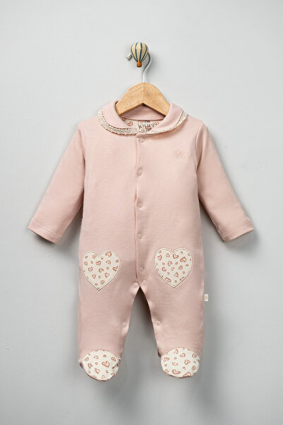 Jouri Baby Organic 100% Cotton Baby Girl Jumpsuit with Leopard Embroidery Detail