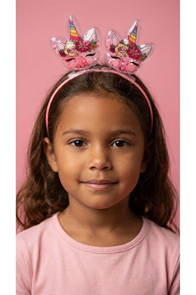 Katia&Bony Κοριτσίστικη τρισδιάστατη κορώνα μονόκερου με γκλίτερ σε ροζ απόχρωση