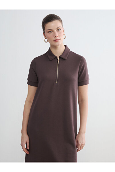 LC Waikiki Polo Collar Soft Touch Mini Dress