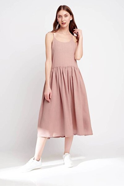 OEMS Dusty Rose Linen Sling Dress - M