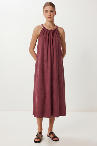 Lovelyİstanbul Μακρύ φόρεμα από βισκόζη με τιράντες και δυνατότητα πλύσης LFG...