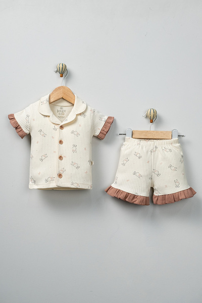 Jouri Baby 100% Cotton Baby Girl 2-Piece Summer Set with Button Detail Shorts