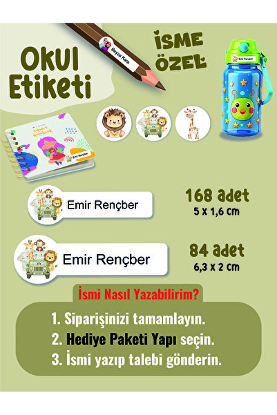 YUNUS COPY Okul Etiketi Kalem Defter Etiketi Sevimli Hayvanlar Temalı Özel İs...