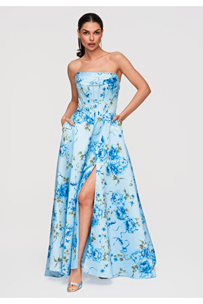 Larica Γυναικείο Μάξι Φόρεμα Βραδινό Κορσές LA-OM-DLR353 Μπλε