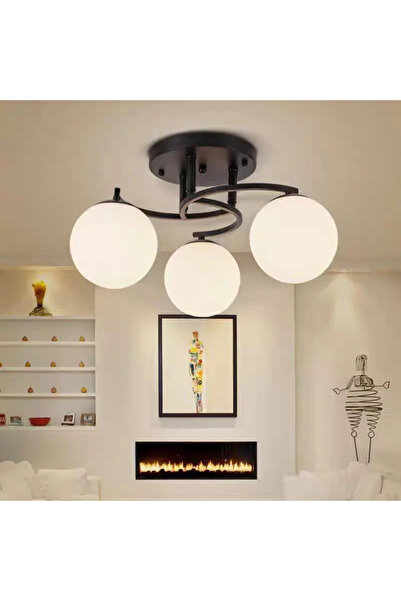 luminastar Μοντέρνος Πολυέλαιος, 3 Βραχίονες, Λευκές Γυάλινες Σφαίρες, Ντουί ...