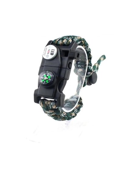OEM High Decibel Whistle Survival Camping Wristband with Compass Flashlight -...