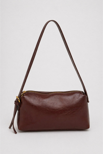 Madamra Καφέ Γυναικεία Τσάντα Ώμου Μίνιμαλ Σχεδιασμού με Διπλό Λουράκι και Φε...