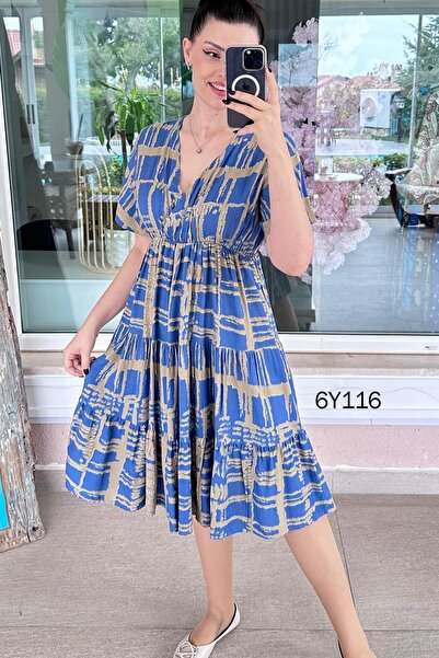 İnce Topuk Φόρεμα βισκόζης με ελαστική μέση 6y116