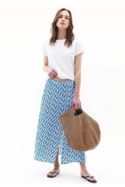 OXXO تنورة ميدي بتفاصيل شقوق جانبية - FLORAL COMB