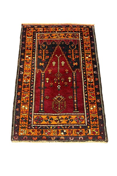 BURAK HALI El Dokuma Az Hatalı Çamardı Seccade 80x120 Kök Boya %100 Yün Namazlık