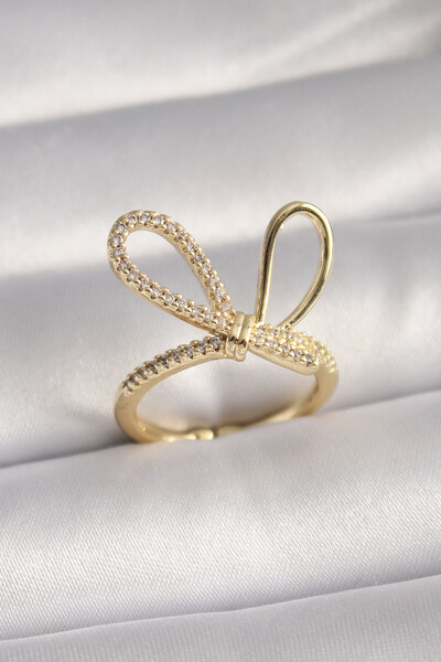 silky glows Stylish Gold Color Zircon Stone Knot Model Women's Ring - Showcas...