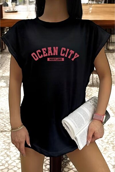 BW Bravely Wear Tricou fără mâneci pentru femei, imprimat OCEAN CITY