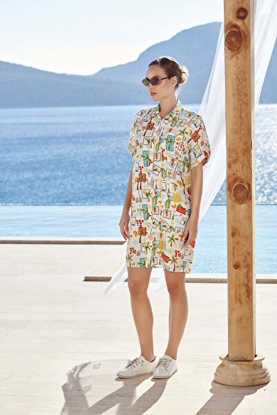 Cossy By Aqua Φόρεμα με γιακά πουκάμισου και κουμπιά μπροστά, με σχέδια, Coss...