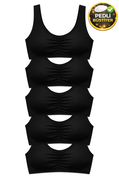 biyokids Kız Çocuk Büstiyer Geniş Askılı 5'li Paket Pedli