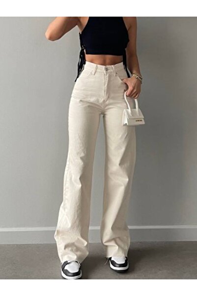 ADAMODA.RO Απλό φαρδύ τζιν με ελαφριά καμπάνα