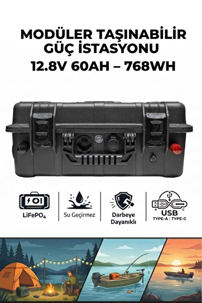 Oslo IQX Modüler Taşınabilir Güç İstasyonu 12.8V 60AH-768WH (Siyah)