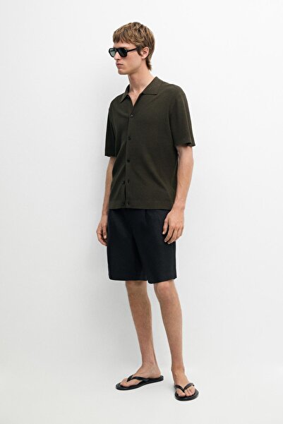 Massimo Dutti Düğme detaylı pamuklu polo t-shirt