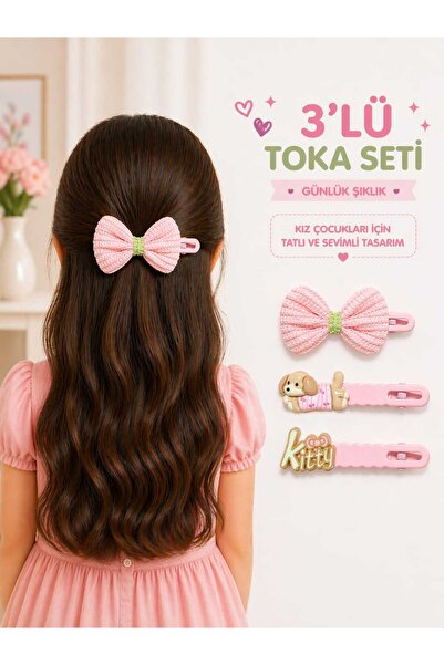 mdm style 3-Piece Girls' Hair Clips Set with Bows and Figured Hairpins