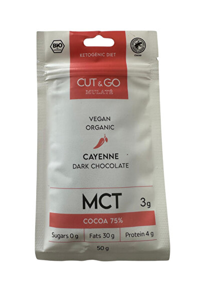 Biovicta Cut&go Βιολογική μαύρη σοκολάτα με MCT και καγιέν, 50γρ.