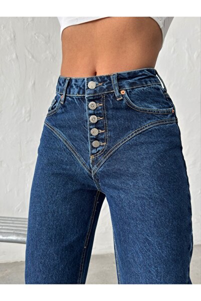 ADAMODA.RO Τζιν ίσιας γραμμής με κουμπιά
