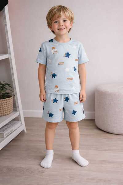 kidsense Boys' Star Printed Summer Shorts Home Wear Casual Pajama Set