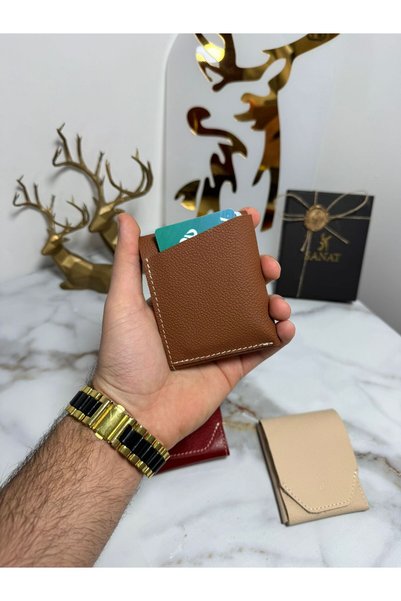 SANAT 100% Genuine Crazy Leather Handmade Minimalist Wallet - Crazy Leather Stylish Quality Triod Card Holder Wallet