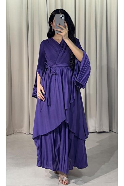 sacha Long Dress with 3 Colors Pleats