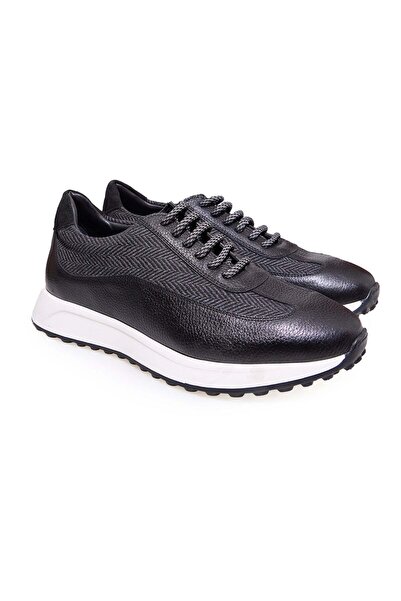 FRANCO CALVANI Black Color Lace-Up Genuine Leather Men's Shoes
