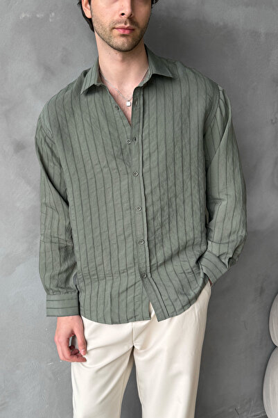 HYMAN Men's Oversize Striped Modal Shirt