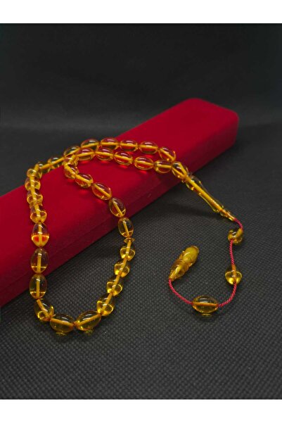 sarıyer silver Φούντα προσευχής από φυσική πέτρα κεχριμπαρένιου χρώματος με 3...