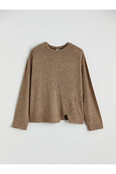 LC Waikiki Vizyon New Season Crew Neck Girls' T-Shirt with Button Detail