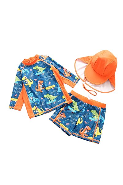 Petityu UPF50+ Αντιηλιακό Σετ με Πορτοκαλί Καπέλο και Σορτς Μουσικής Indigo γ...