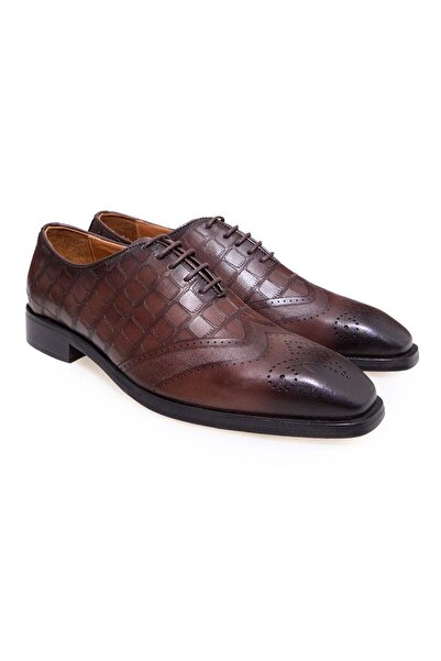 FRANCO CALVANI Brown Lace-Up Genuine Leather Men's Shoes