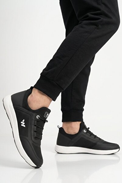 WALKWAY Μαύρο και λευκό ελαφρύ, εύκαμπτο ανδρικό αθλητικό παπούτσι με κορδόνι...