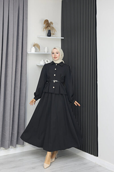 TATULA Belt Detailed Skirt Suit with Pencil Skirt