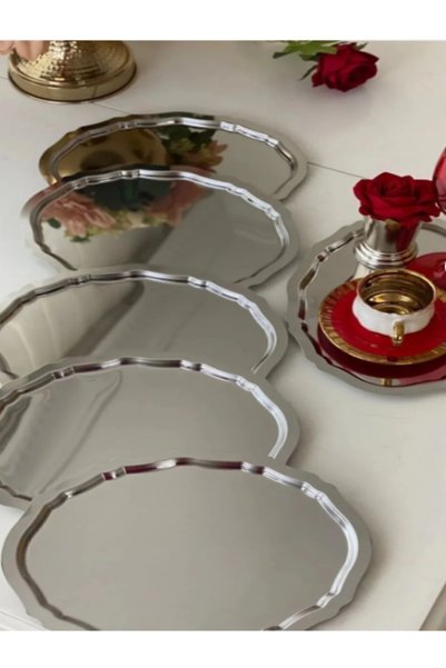 denizhomecollection 6-Piece Stainless Oval Presentation Tray